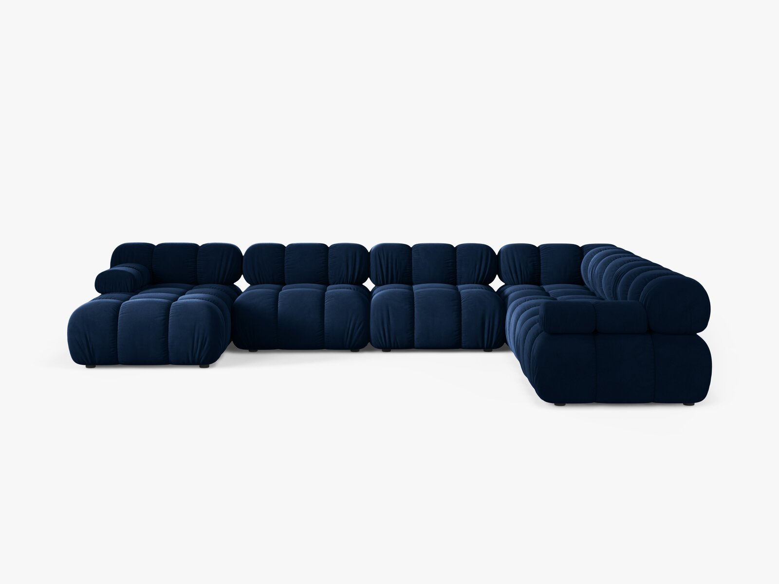 Micadoni Modulares Panorama Ecksofa Bellis 8-Sitzer Rechts Samt Bluvel Königsblau