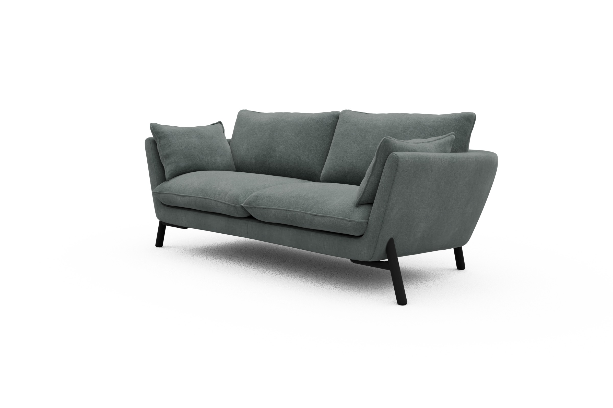 Sofa Emil 2-Sitzer Beinfarbe Eiche Schwarz Smooth-Silver-Grey