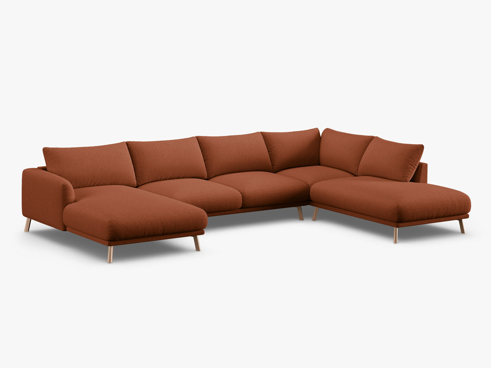 Micadoni Panorama Ecksofa Naomi 6-Sitzer Rechts Strukturierter Stoff Liberty Ziegel