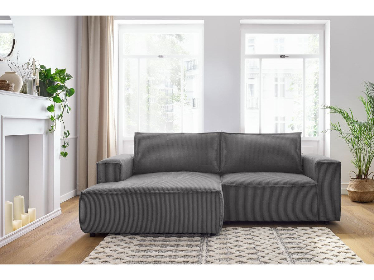 Bobochic Nihad Ecksofa Cordsamt Dunkelgrau Ecke links