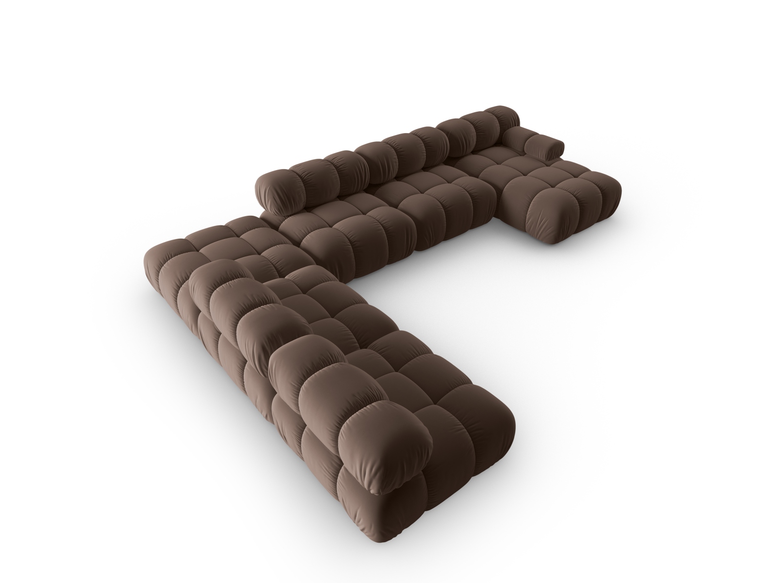 Micadoni Modulares Panorama Ecksofa Bellis 7-Sitzer Links Samt Bluvel Dunkelbraun