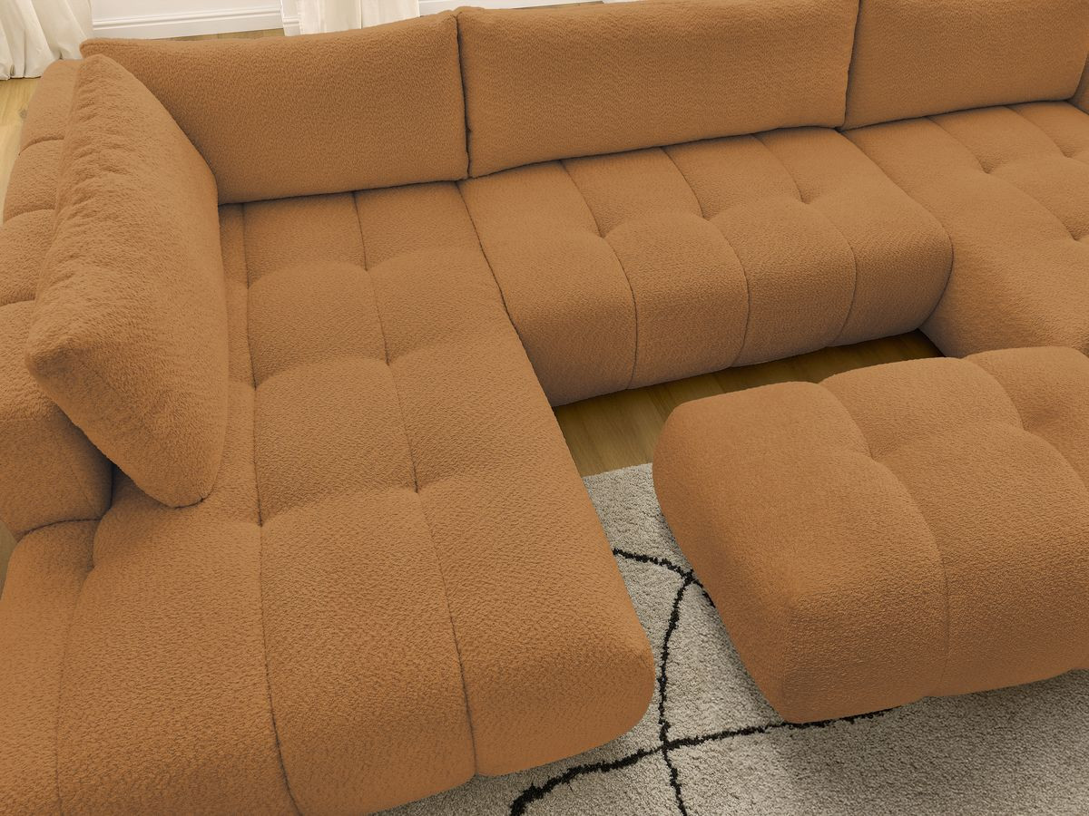 Bobochic Fuji Wohnlandschaft mit Pouf Bouclé-Stoff Gelb Ecke rechts