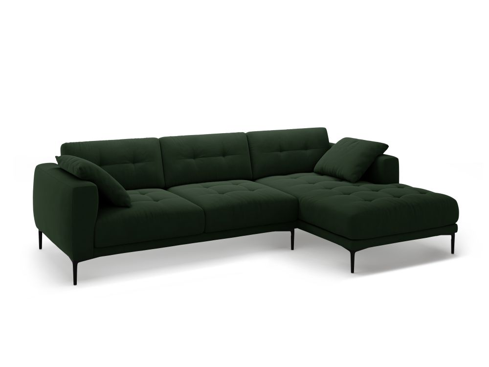 Cosmopolitan Design Ecksofa Lazio 3-Sitzer Samt Salvador Flaschengrün Rechts