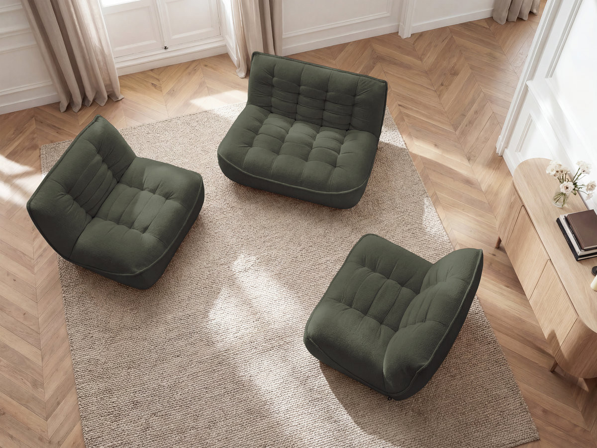Bobochic Serena Sofa 4-Sitzer Melange-Stoff Grün