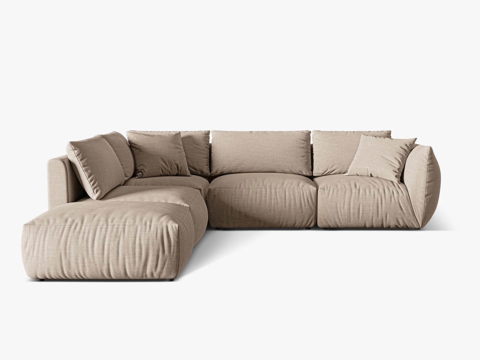 Micadoni Modulares Ecksofa Chris 4-Sitzer Links Strukturierter Stoff Sand