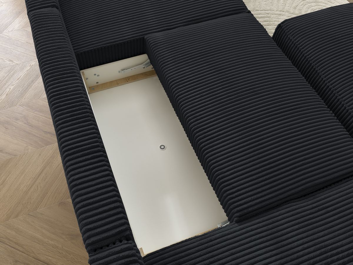 Bobochic Chelsea Wohnlandschaft mit Pouf Breitcord weich Schwarz