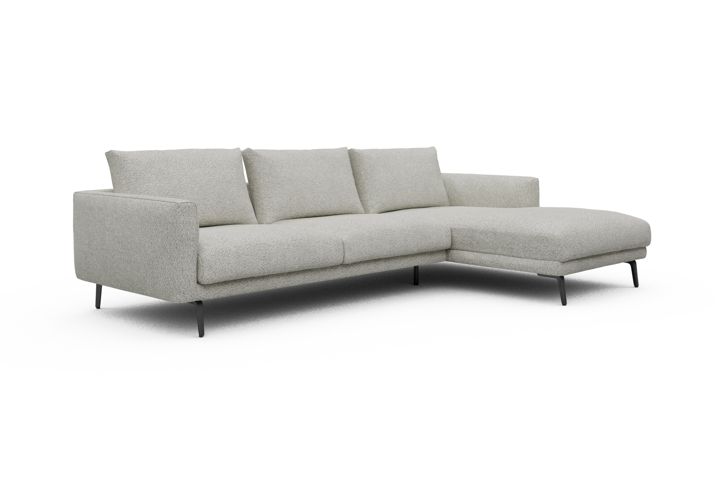 Ecksofa Karl Chaiselongue rechts mit 2,5-Sitzer Vanora-Warm-Sand