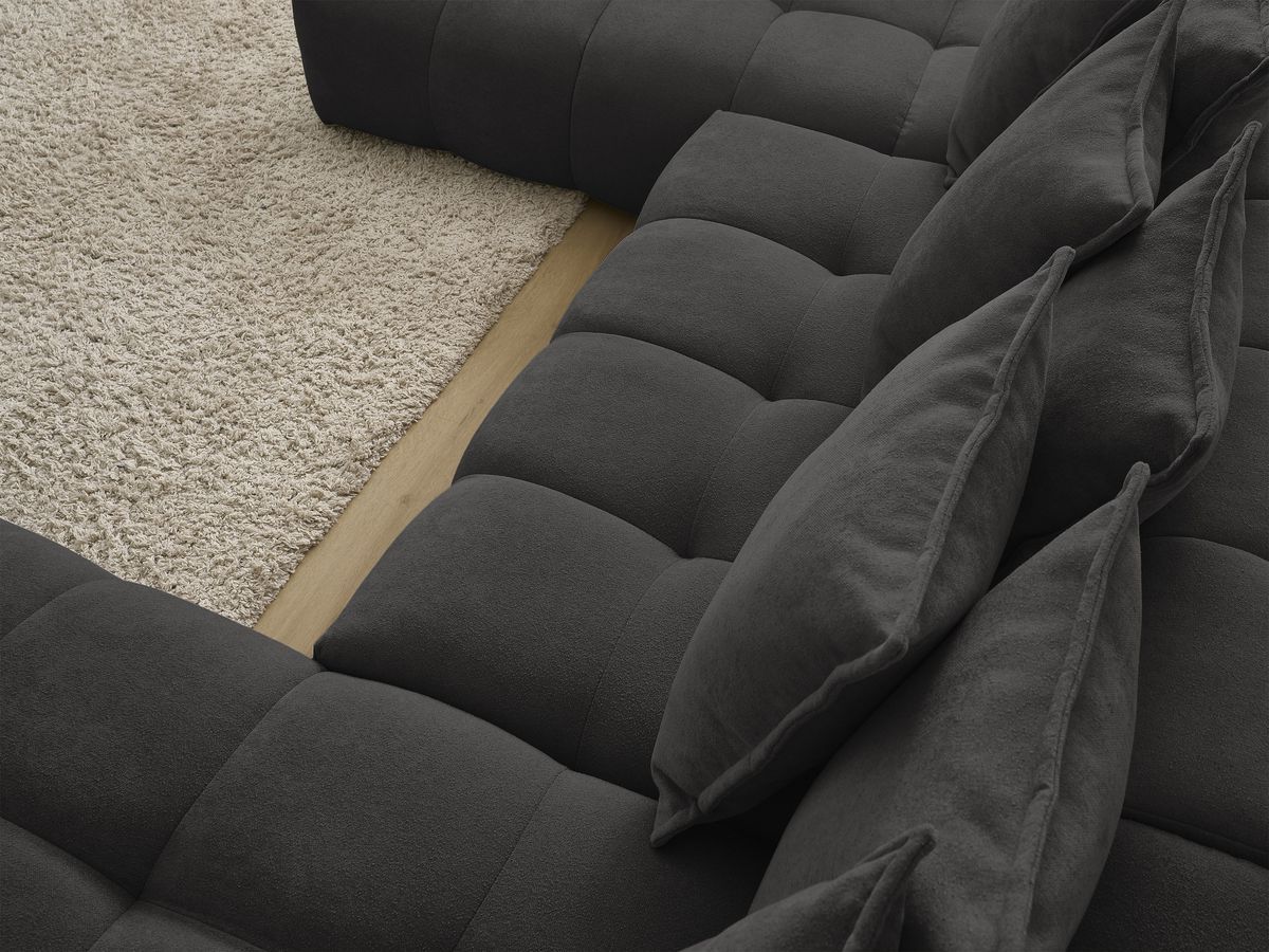 Bobochic Everest Wohnlandschaft, 14 Kissen Strukturstoff Schwarz Ecke rechts