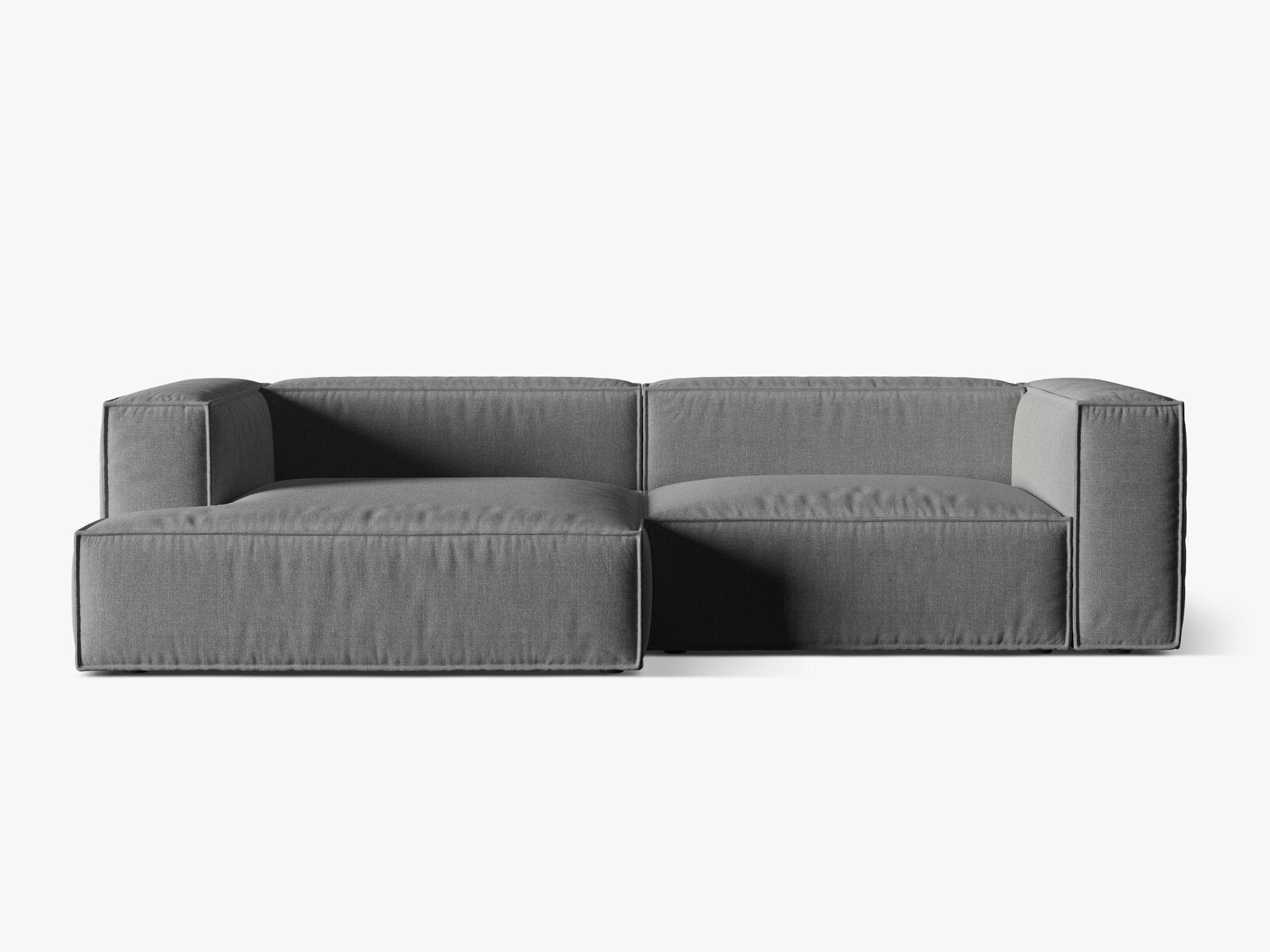 Micadoni Ecksofa Nuria 4-Sitzer Links Strukturierter Stoff Grau