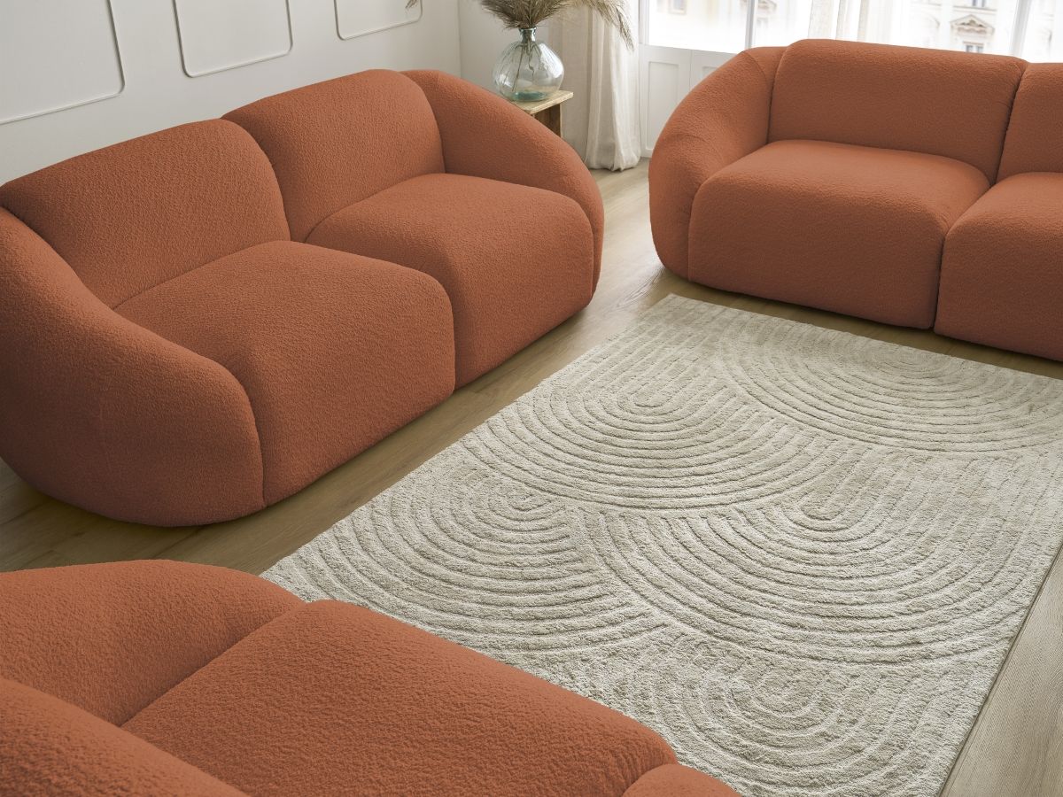 Bobochic Tina Sofa 6-Sitzer Bouclé-Stoff Orange