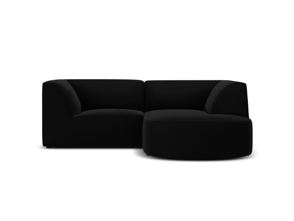 Cosmopolitan Design Ecksofa Siena 3-Sitzer abgerundet Samt Salvador Schwarz Rechts