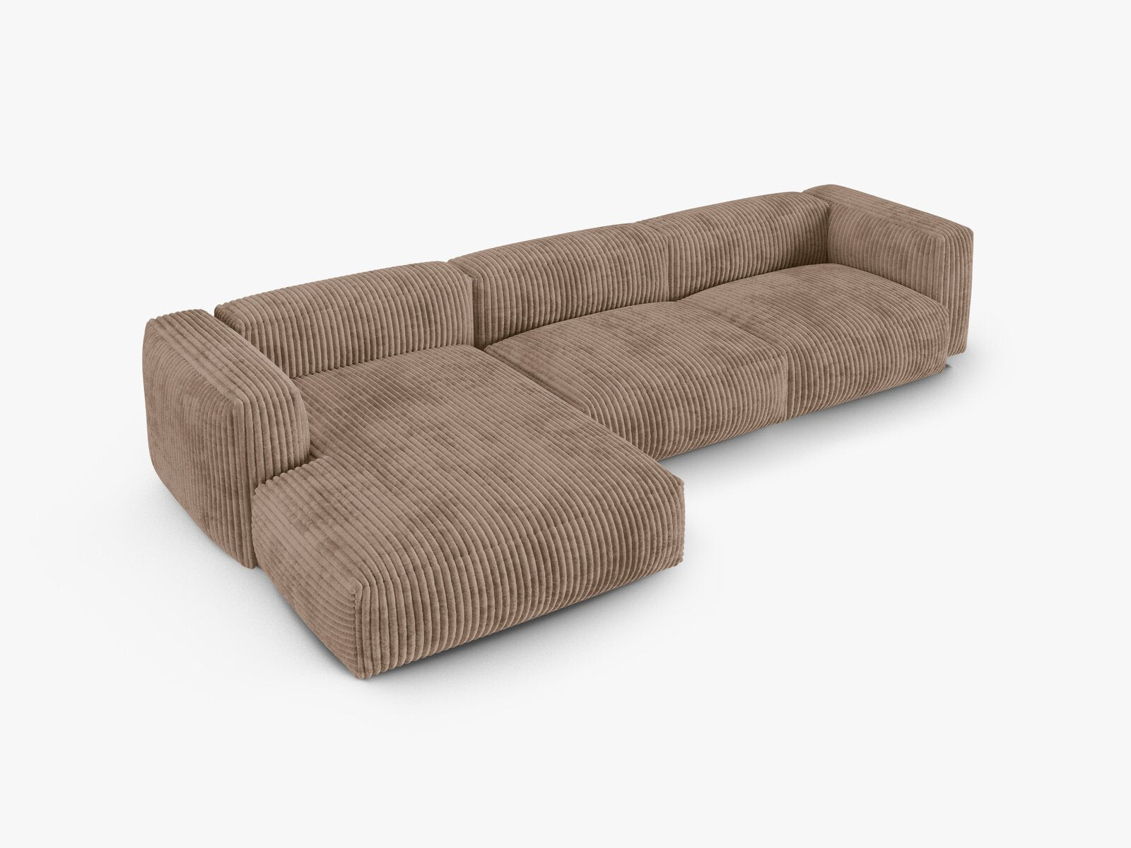 Micadoni Ecksofa Martina 3-Sitzer 90cm Sitztiefe Links Kord Tilia Eichel