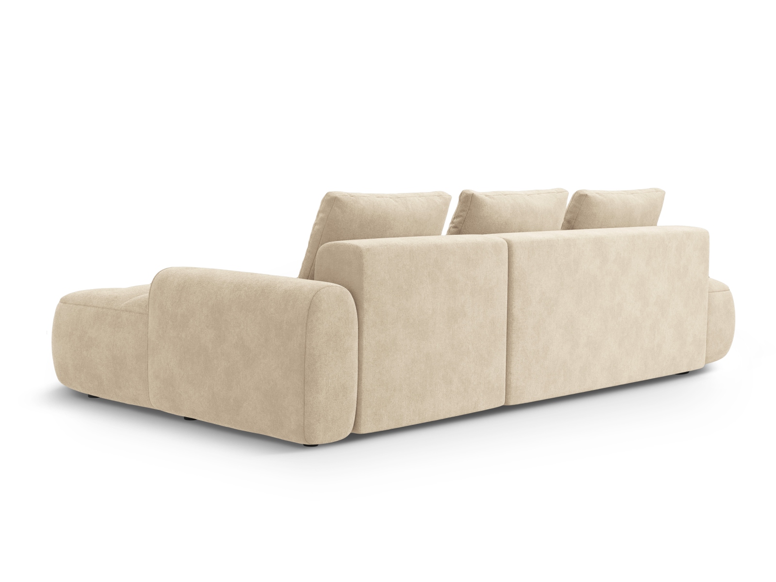 Cosmopolitan Design Ecksofa Linz 3-Sitzer offen mit Schlaffunktion Samt Vogue Helles Beige Rechts