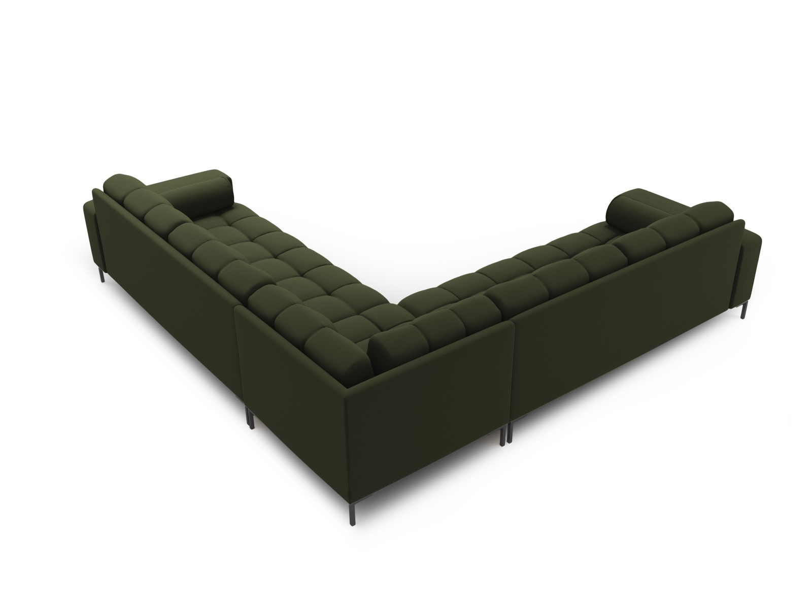 Cosmopolitan Design Symmetrisches Ecksofa Bali 6-Sitzer Strukturierter Stoff Neve Grün Beine Schwarzes Metall