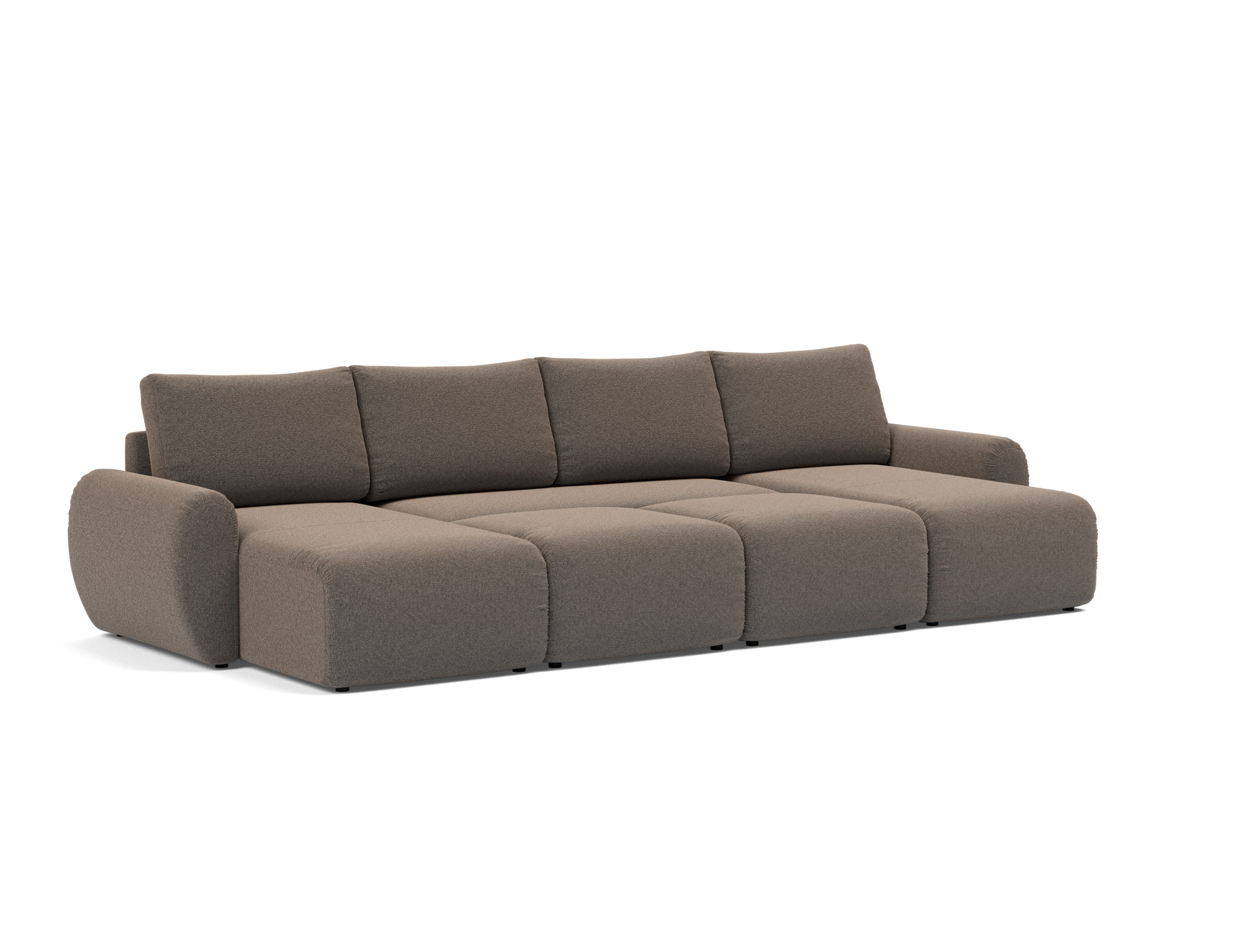 Schlafsofa Norum U-Form mit Curve-Armlehnen Boucle Skandi 530-Taupe