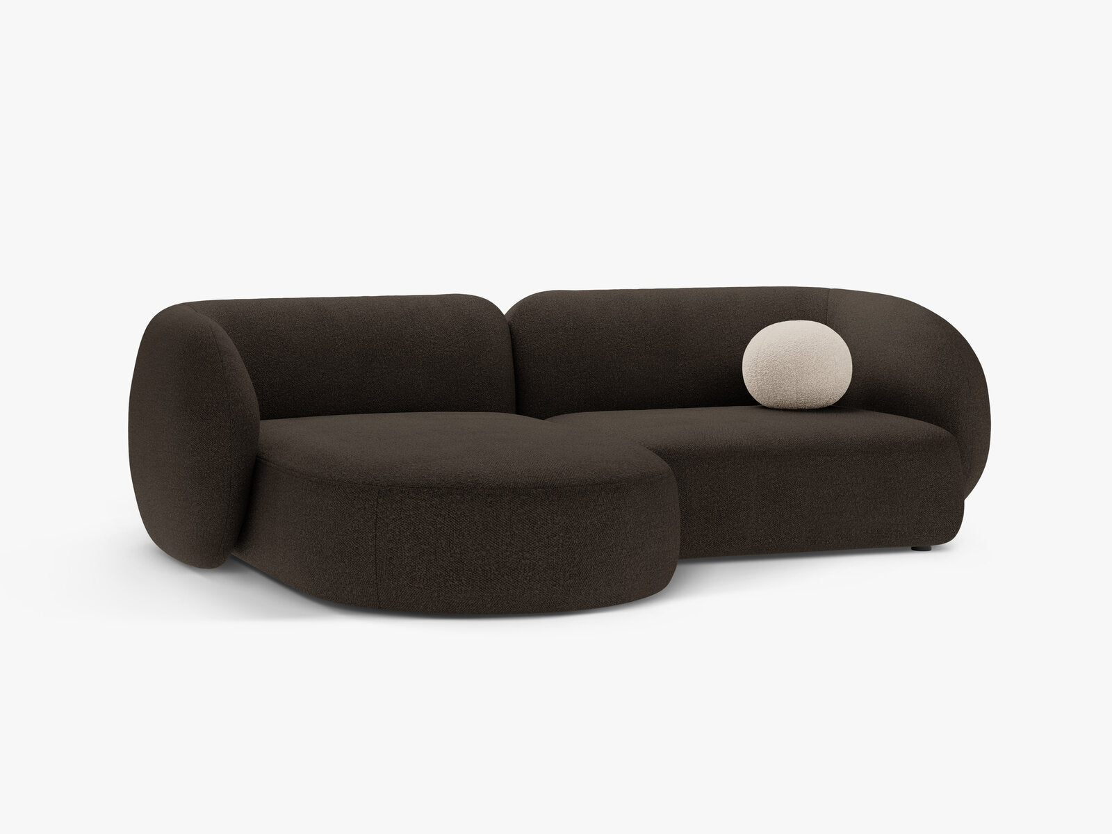 Micadoni Ecksofa Kate 2-Sitzer Links Boucle Baloo Braun