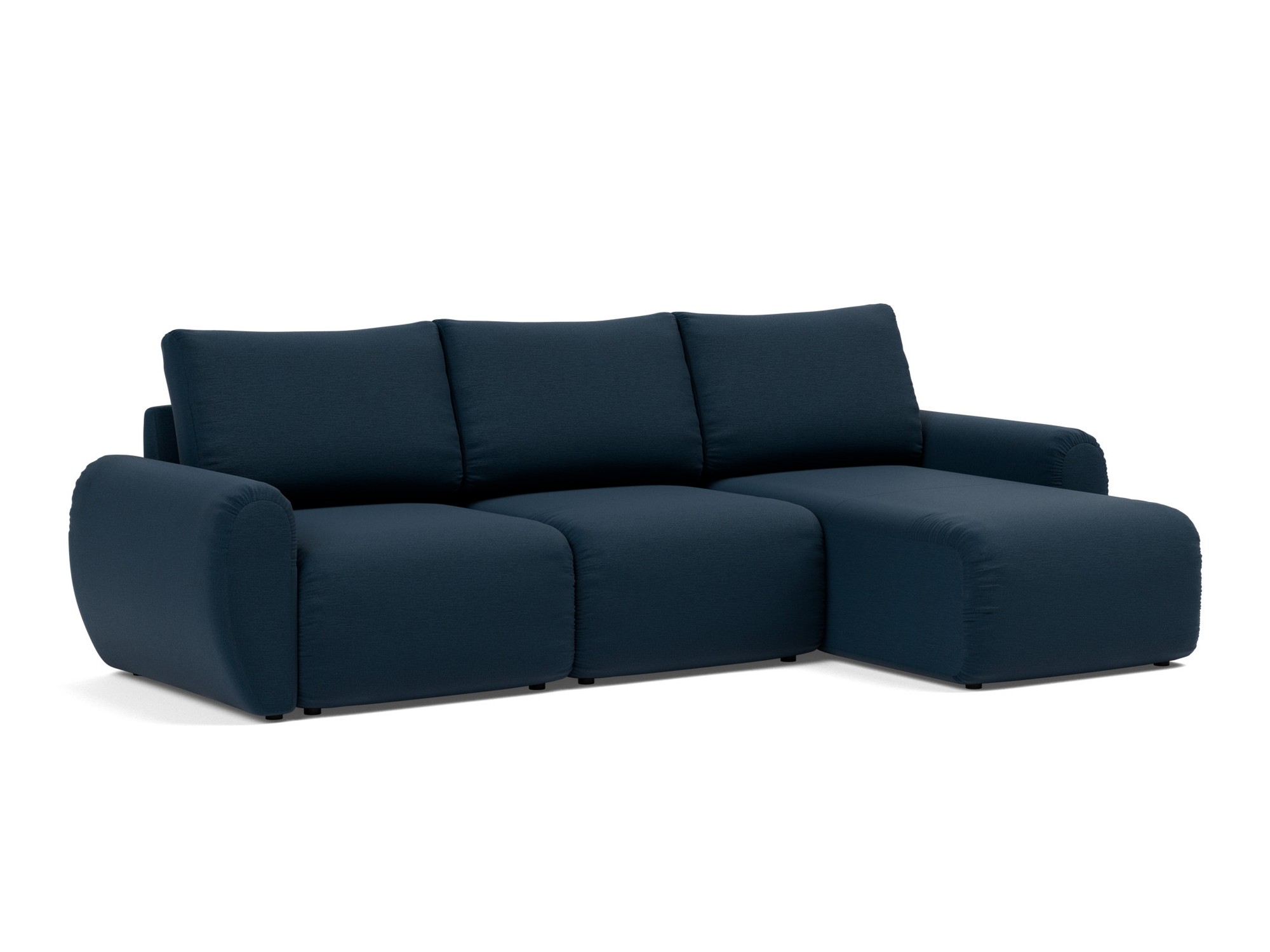 Schlafsofa Norum mit Chaiselongue und Curve-Armlehnen Flachgewebe Mixed Dance 528-Blue