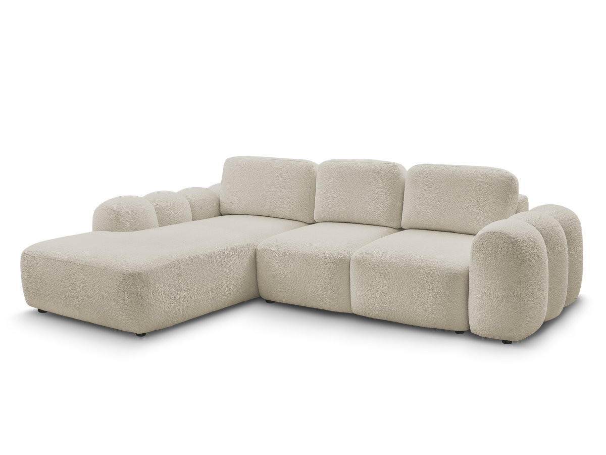 Bobochic Montaigne Ecksofa mit Schlaffunktion und Bettkasten 288 × 196 cm Bouclé-Stoff Beige Ecke links