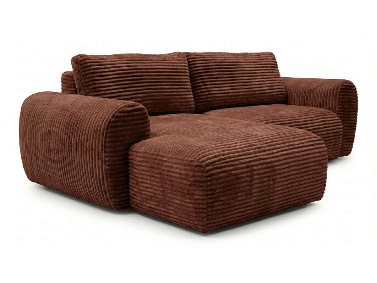 Bobochic Lucien Ecksofa mit Schlaffunktion und Bettkasten Breitcord weich Orange Ecke links