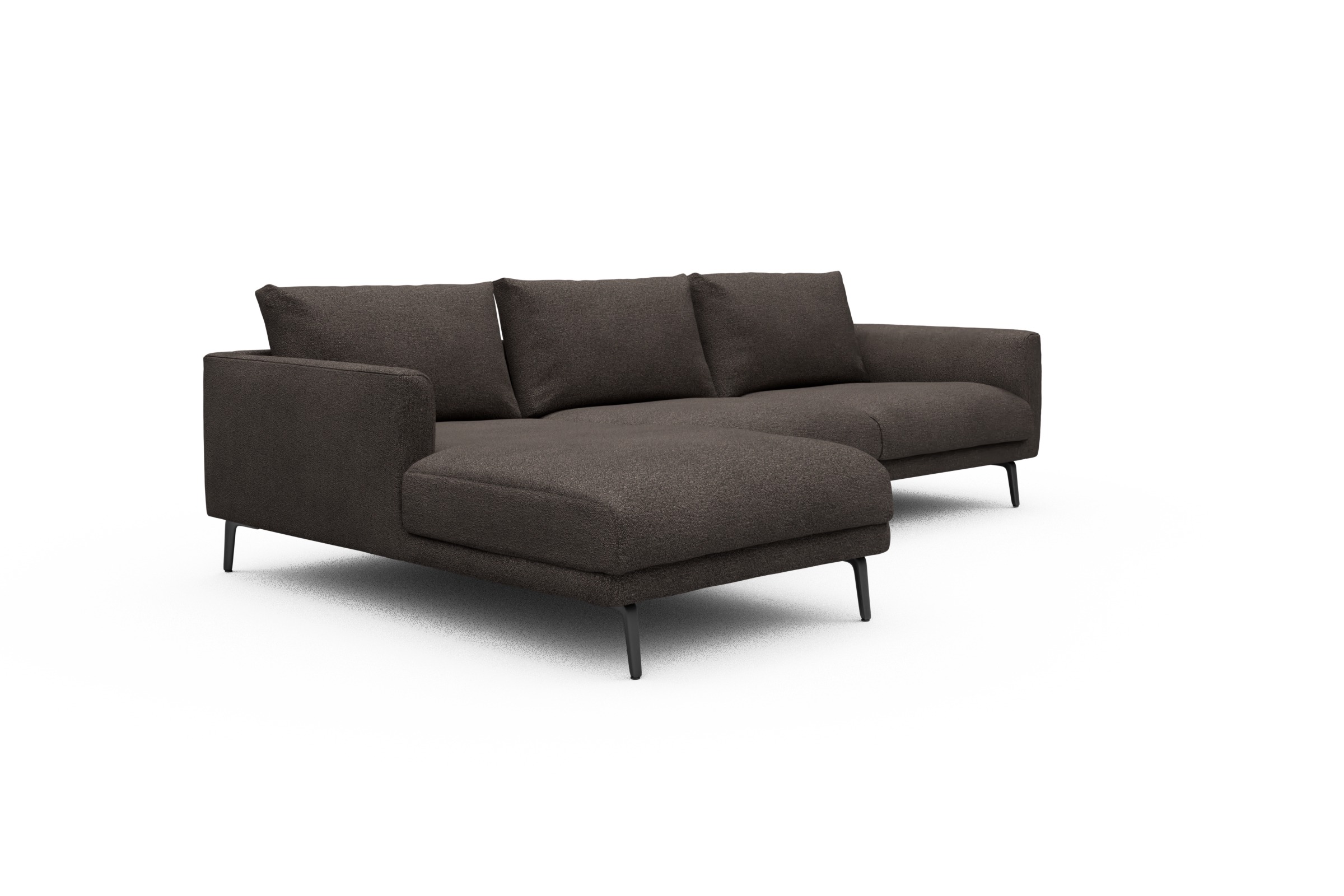 Ecksofa Karl Chaiselongue links mit 2,5-Sitzer Boucle-Taupe