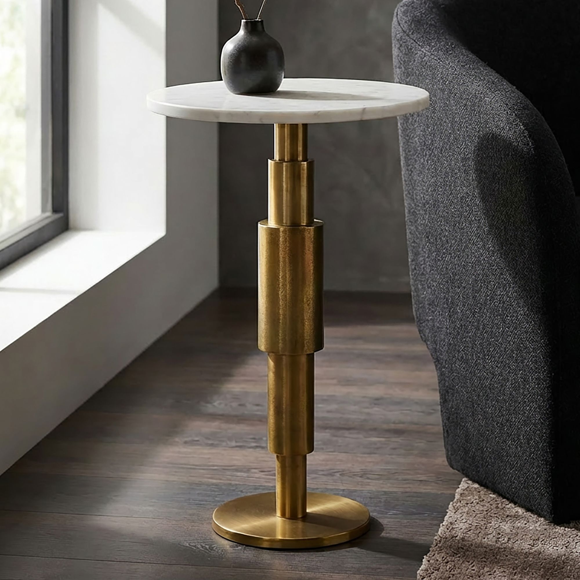 Beistelltisch Kinsarvik Marmor Weiß Ø 37 cm