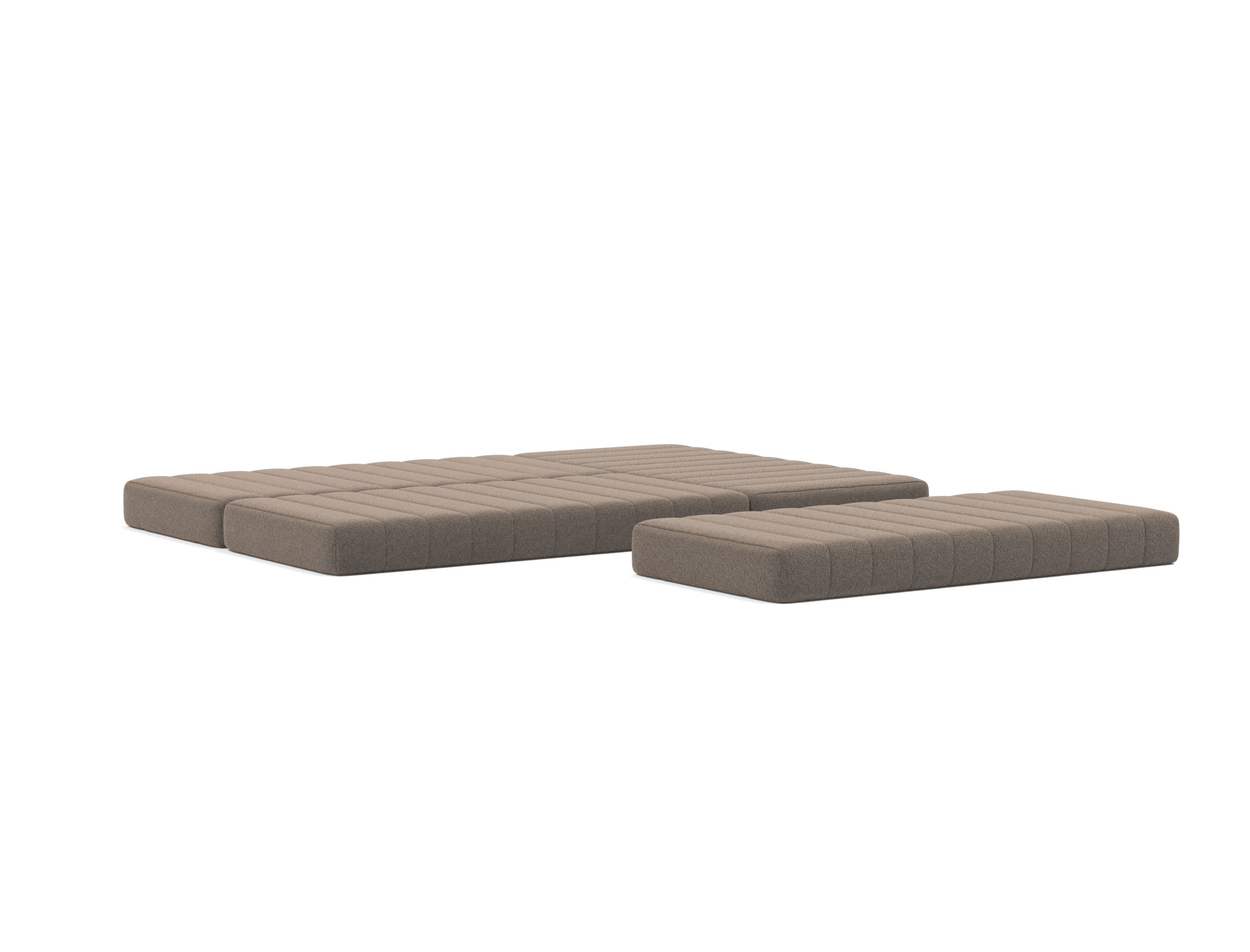 Eck-Schlafsofa CozyPad L-Form mit Armlehne Boucle Skandi 530-Taupe