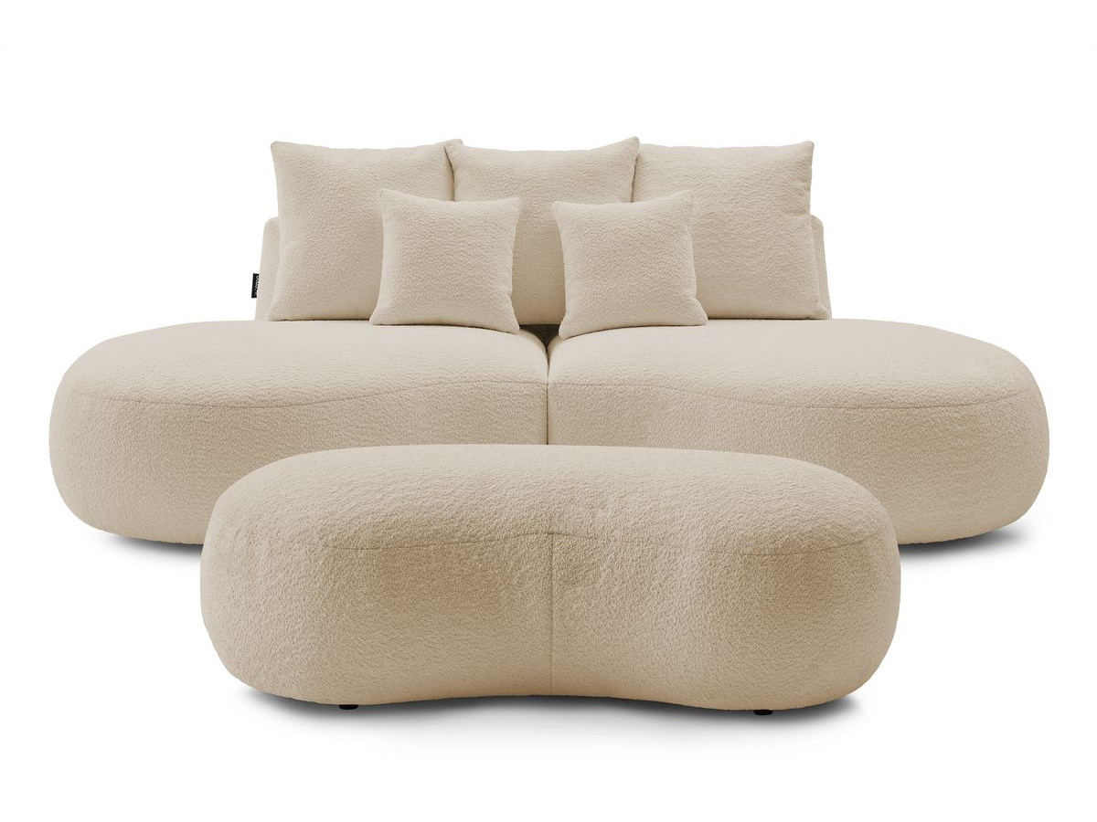 Bobochic Saint-germain Sofa 5-Sitzer mit Pouf Bouclé-Stoff Beige