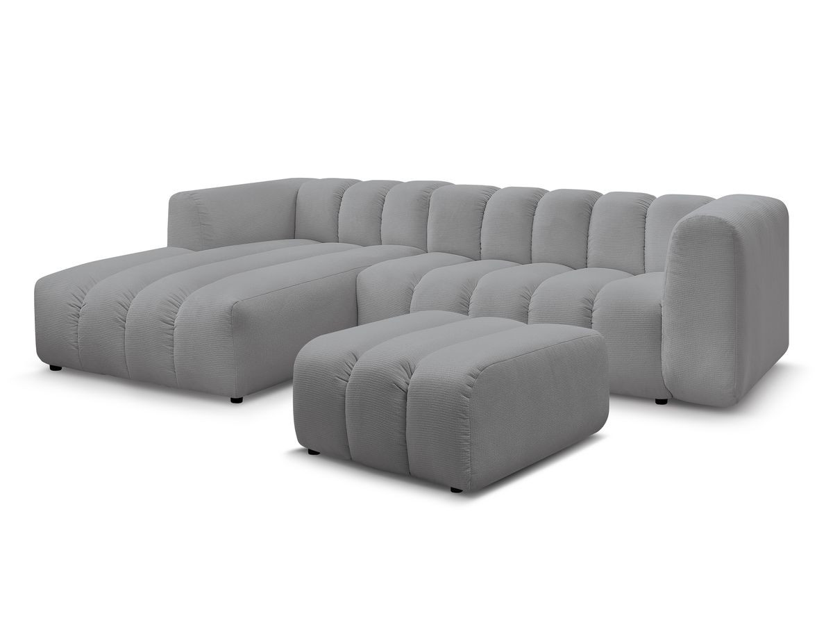 Bobochic Talia Ecksofa mit Pouf Melange-Stoff Hellgrau Ecke links
