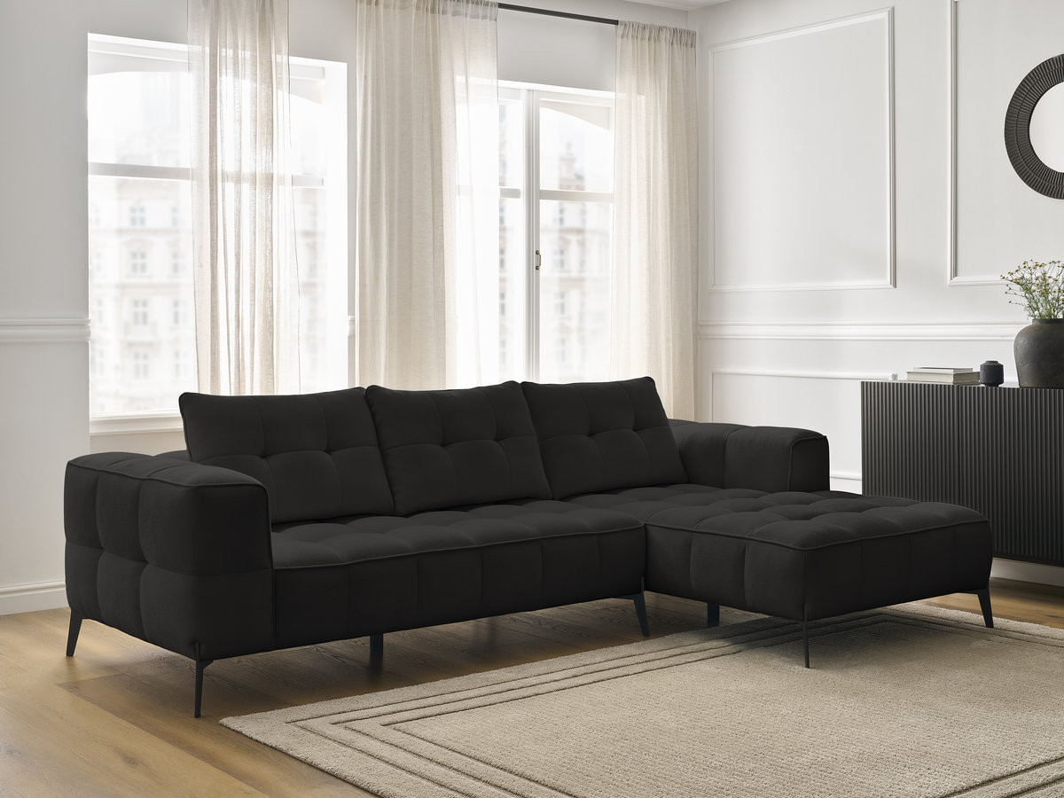 Bobochic Anis Ecksofa Strukturstoff Schwarz Ecke rechts