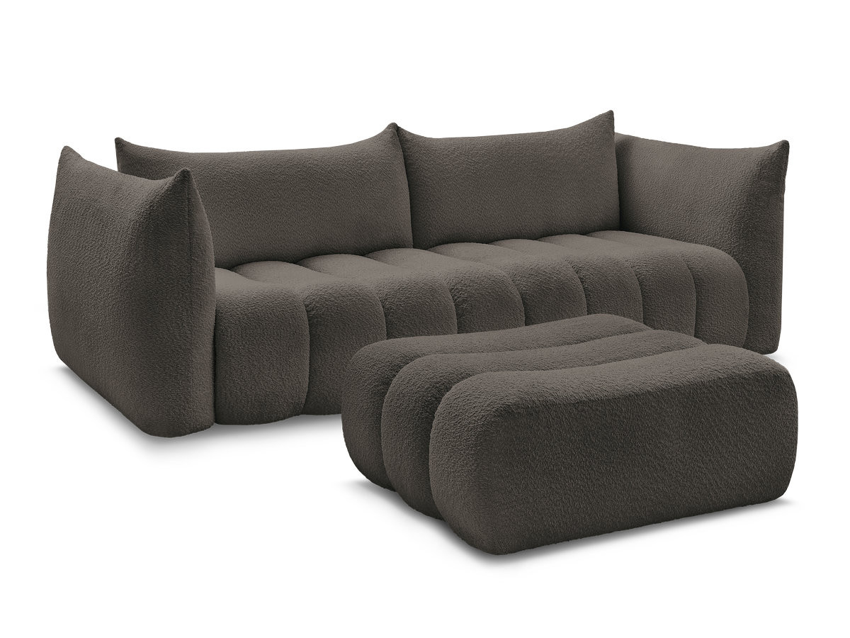 Bobochic Azra Sofa 4-Sitzer mit Pouf Bouclé-Stoff Braun