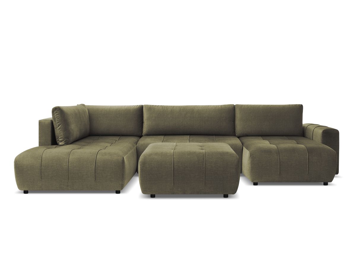 Bobochic Arsene Wohnlandschaft mit Pouf Samt Grün Ecke rechts