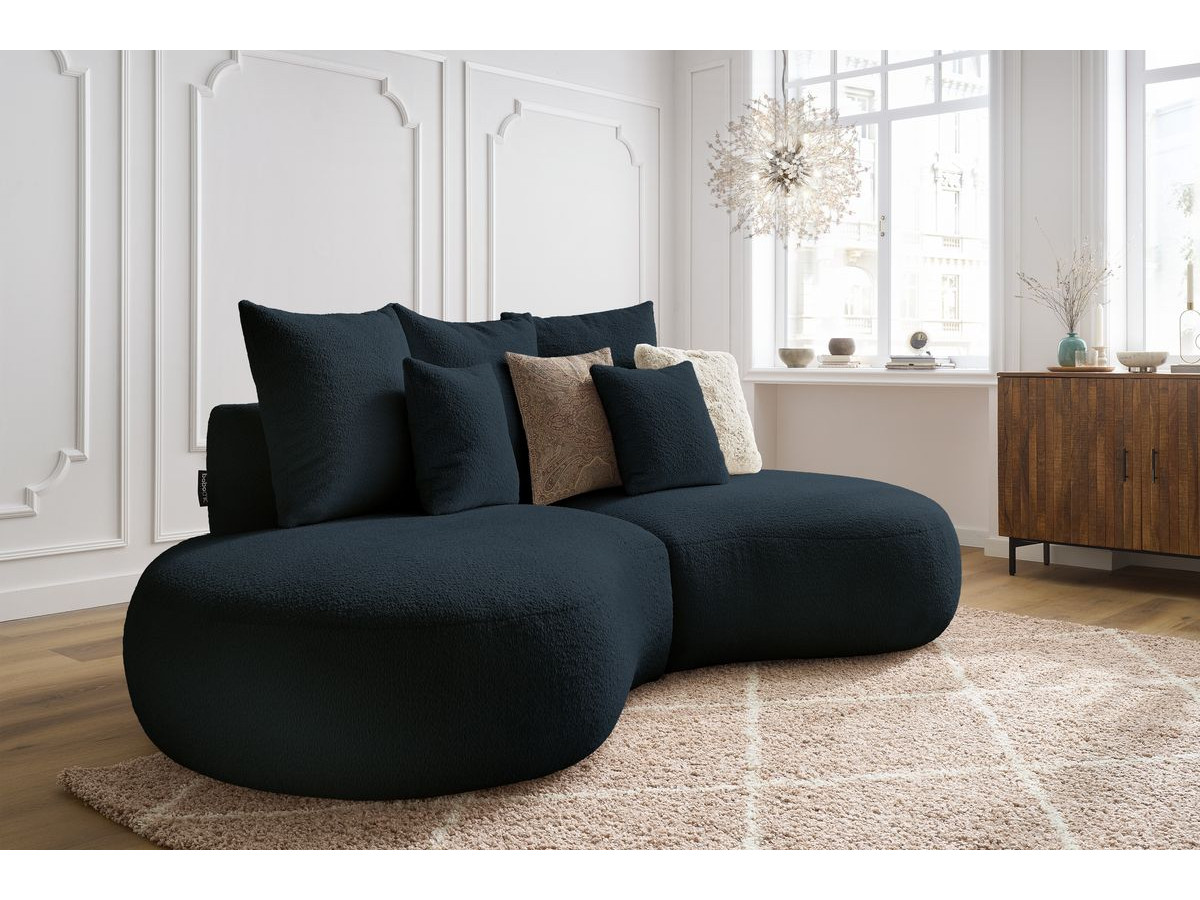 Bobochic Saint-germain Sofa 3-Sitzer Bouclé-Stoff Dunkelblau