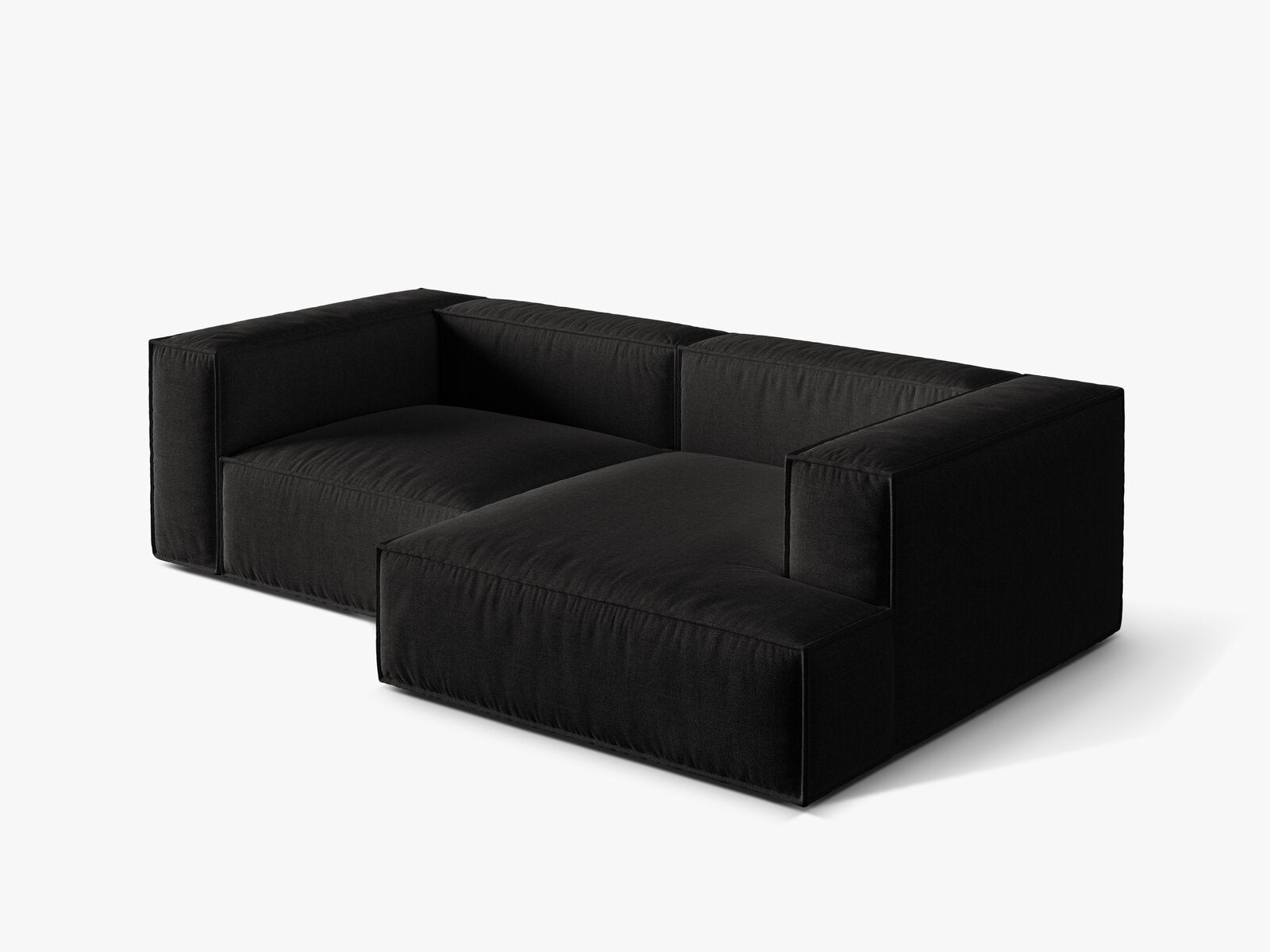 Micadoni Ecksofa Nuria 3-Sitzer Rechts Strukturierter Stoff Schwarz