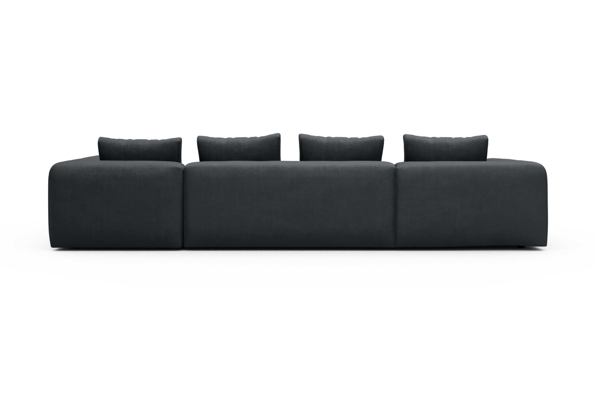 Wohnlandschaft Fred Chaiselongue links mit 2-Sitzer und lange Armlehne rechts Cordufine-Slate-Grey