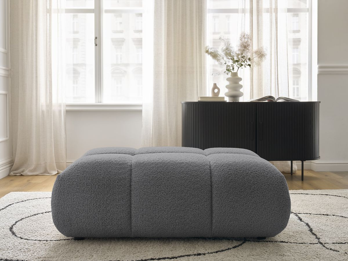Bobochic Alya Pouf Bouclé-Stoff Dunkelgrau