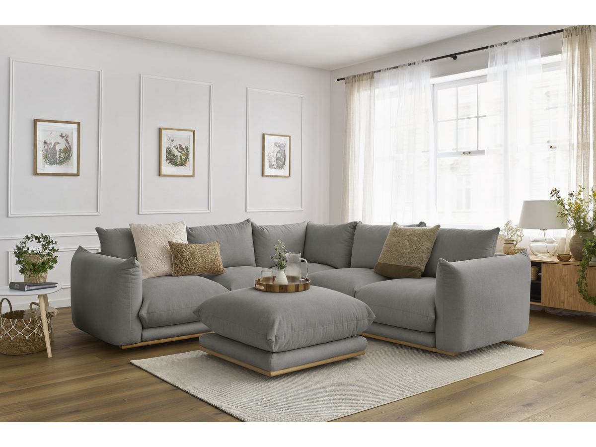 Bobochic Ernest Ecksofa mit Pouf Stoff Dunkelgrau