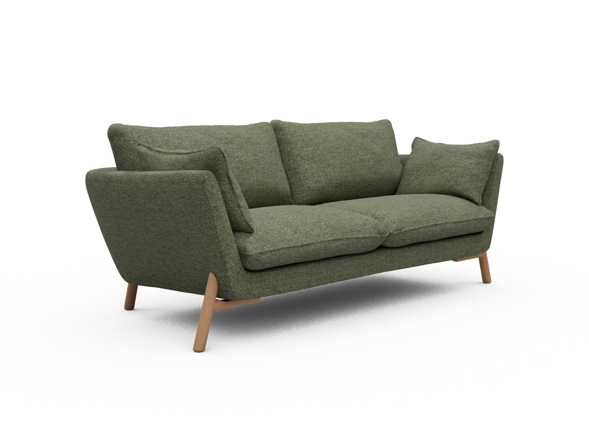 Skandi Home Sofa Emil 2-Sitzer Beinfarbe Eiche Natur Carreno-Vivid-Green moebelfaktor