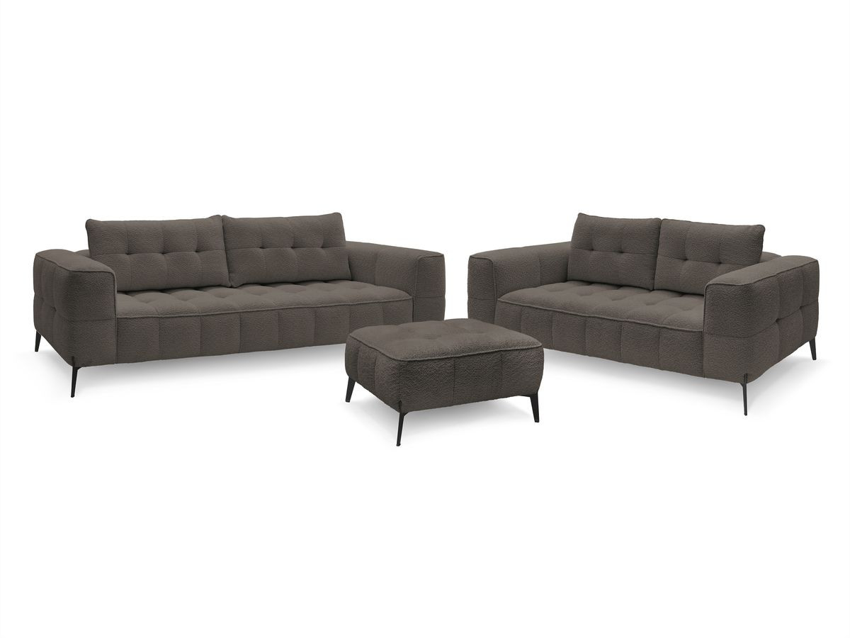 Bobochic Anis Sofa 5-Sitzer mit Pouf Bouclé-Stoff Braun