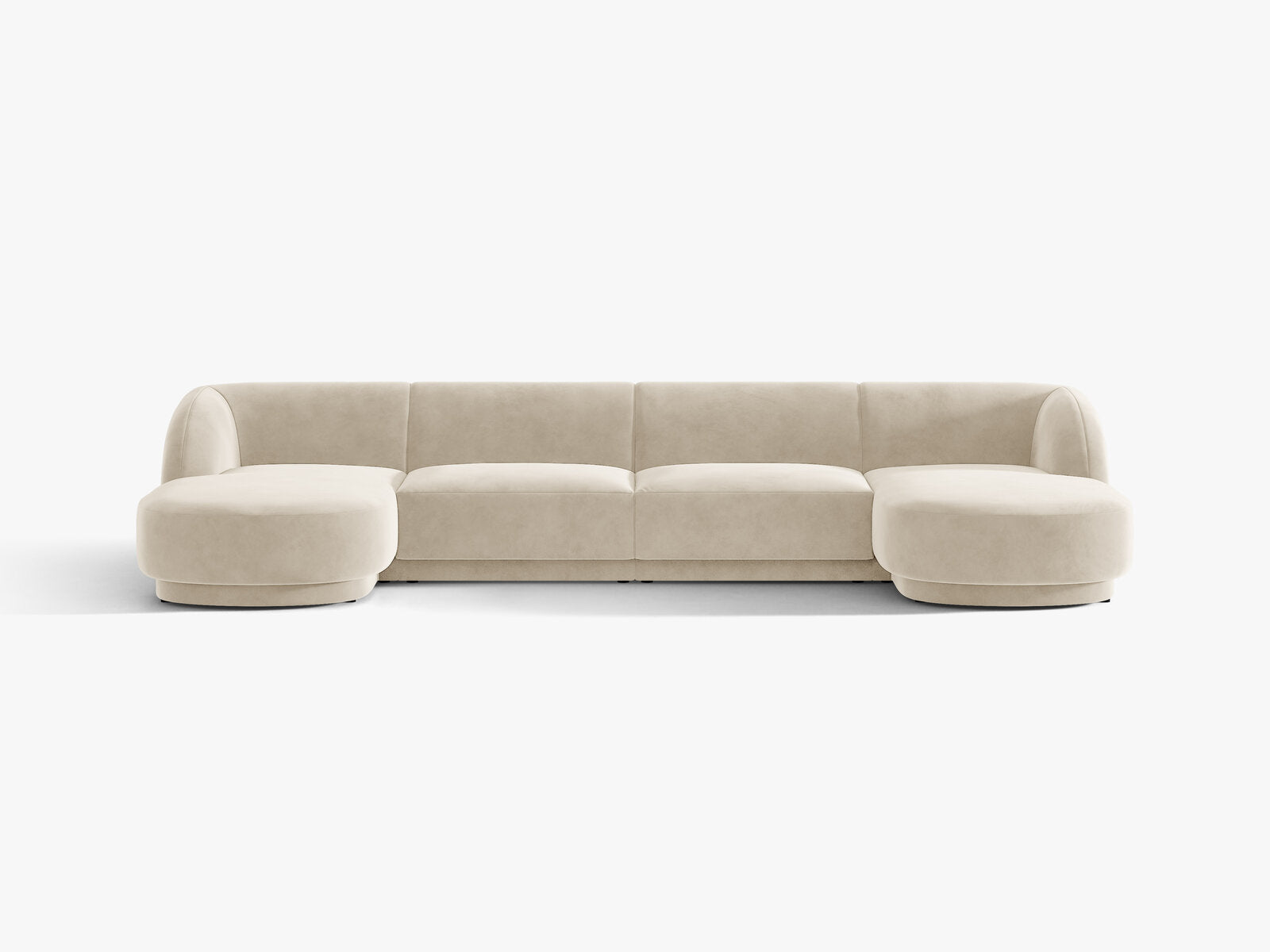 Micadoni Panorama-Sofa Miley 5-Sitzer Samt Bluvel Dunkelbeige