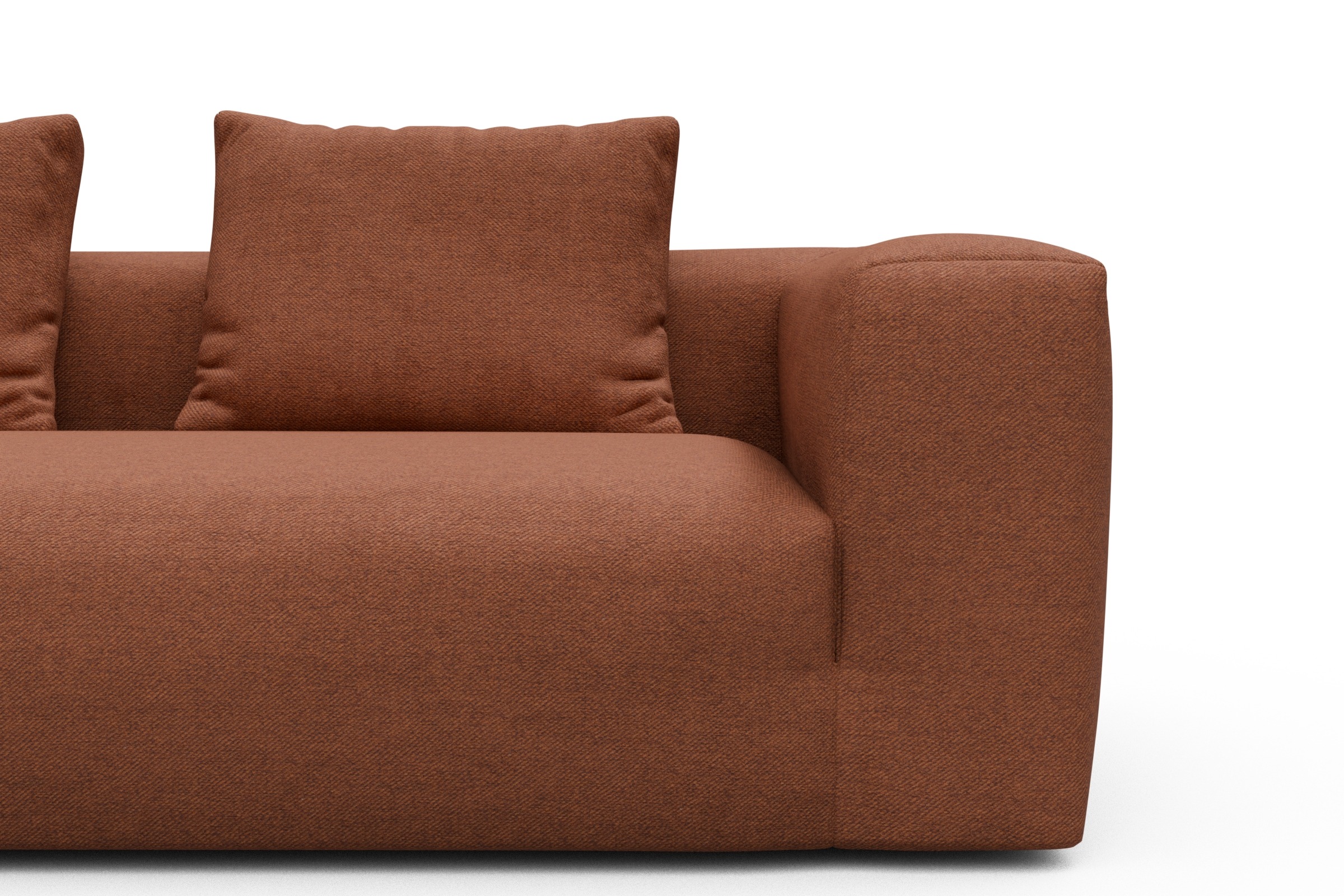 Wohnlandschaft Fred Chaiselongue links mit 2-Sitzer und lange Armlehne rechts Weda-Rust