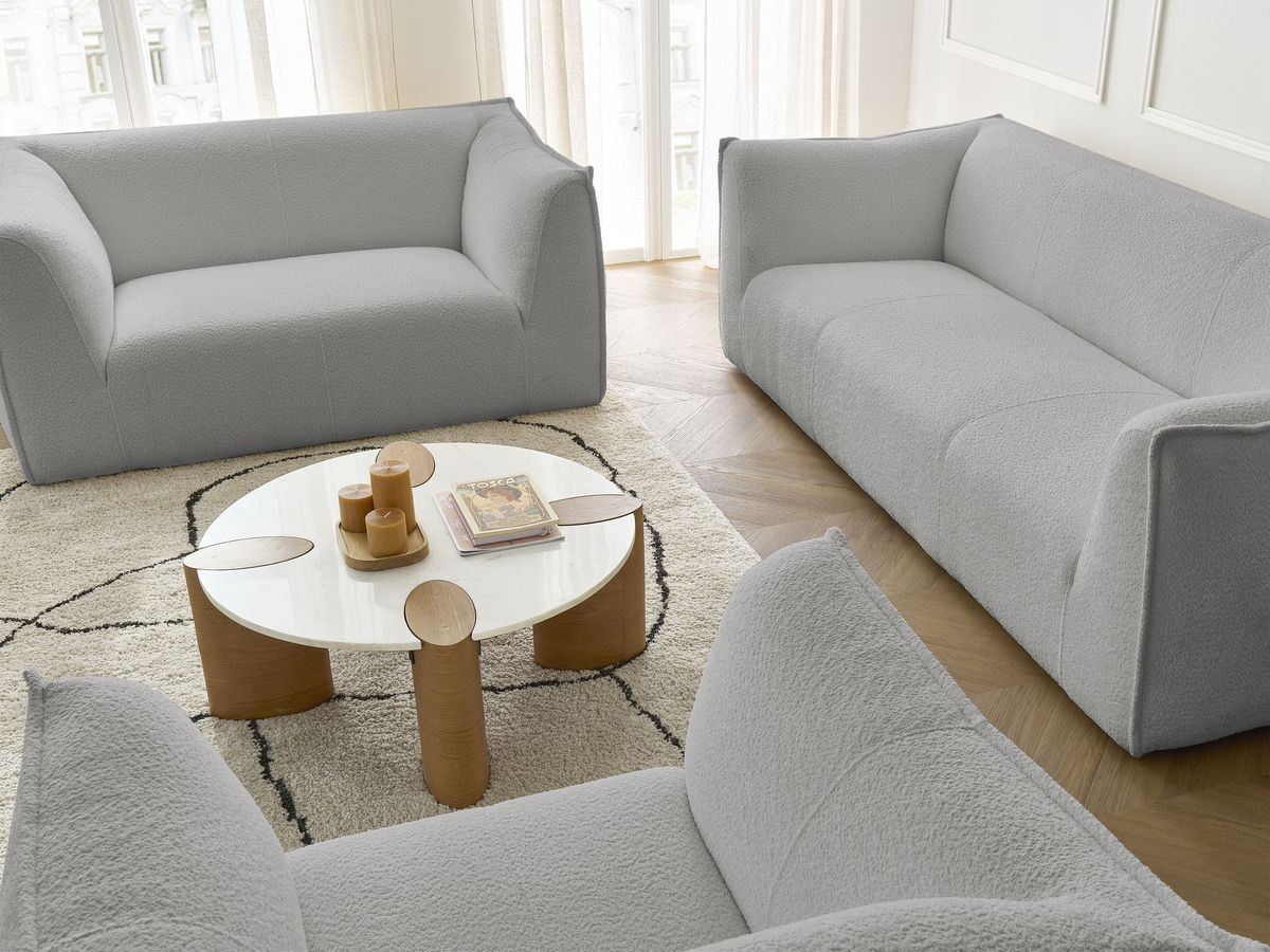 Bobochic Giorgia Sofa 5-Sitzer 534 × 100 cm Bouclé-Stoff Hellgrau