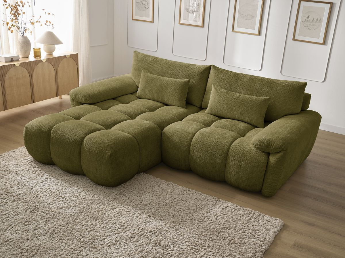 Bobochic Ivane Ecksofa Strukturstoff Grün Ecke links