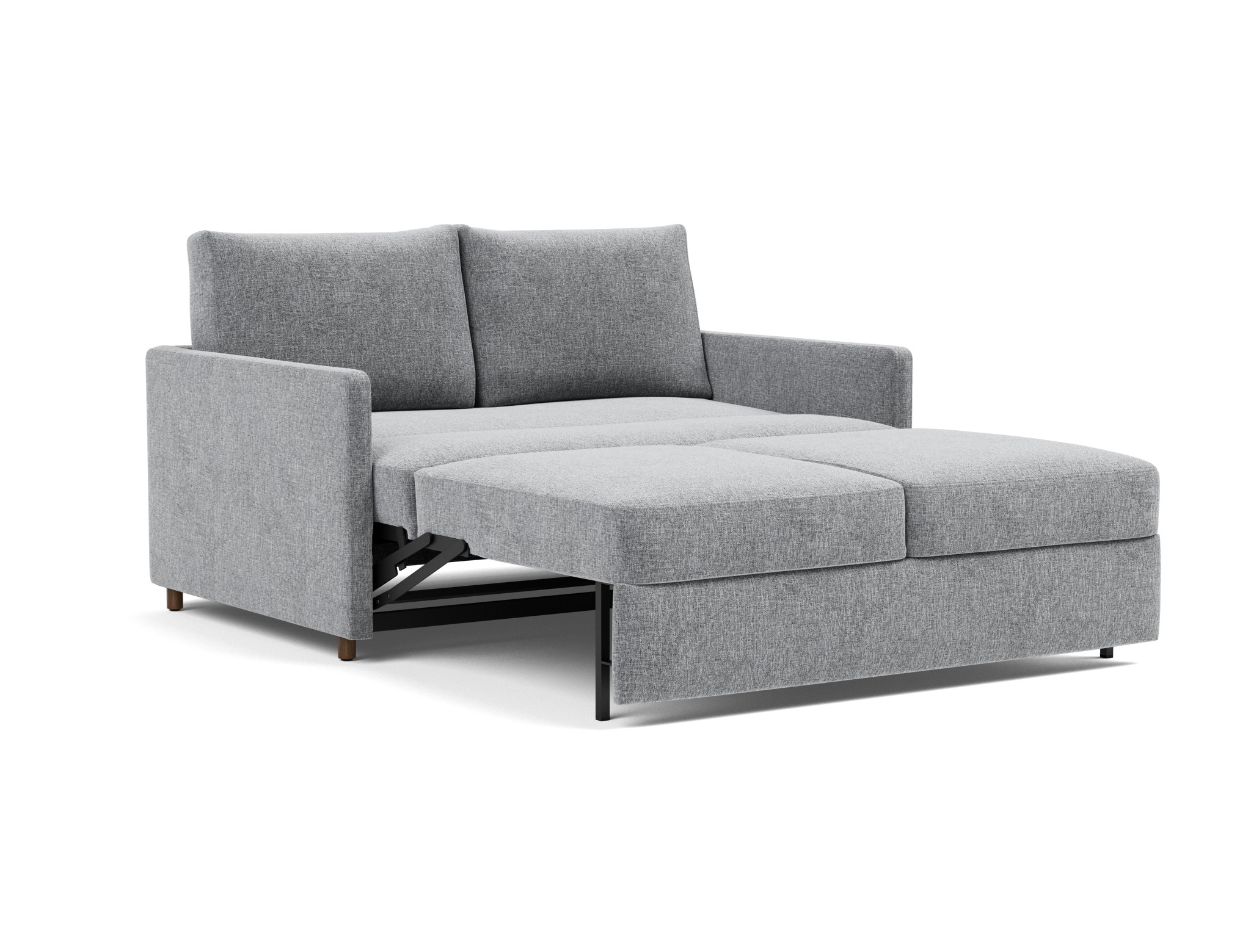 Schlafsofa Neah mit Slim-Armlehnen 140 Strukturierter Stoff Twist 565-Granite