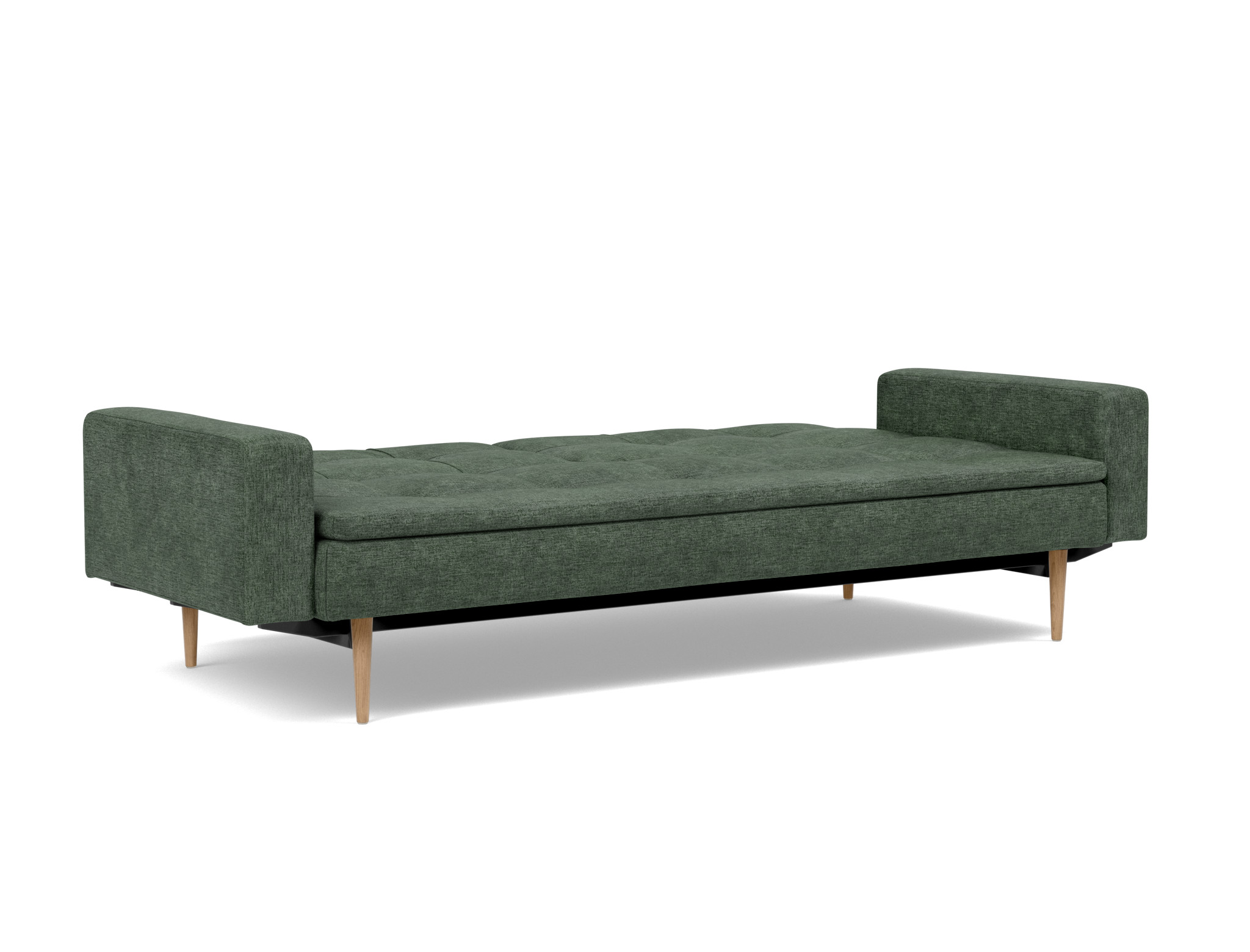 Schlafsofa Dublexo mit Armlehnen Flachgewebe Avella 281-Pine-Green Beine Styletto Eiche hell