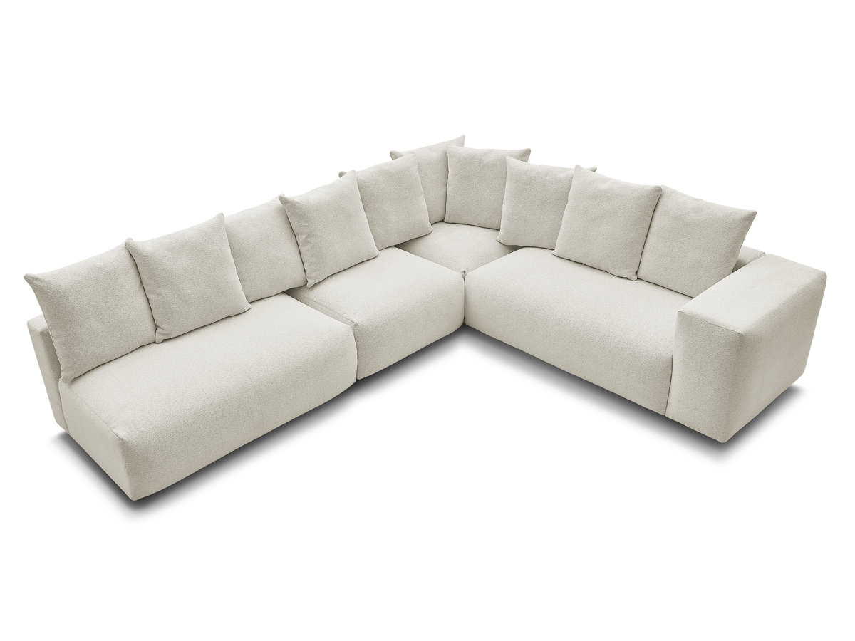 Bobochic Voltaire Ecksofa 322 × 268 cm Melange-Stoff Weiß Ecke rechts
