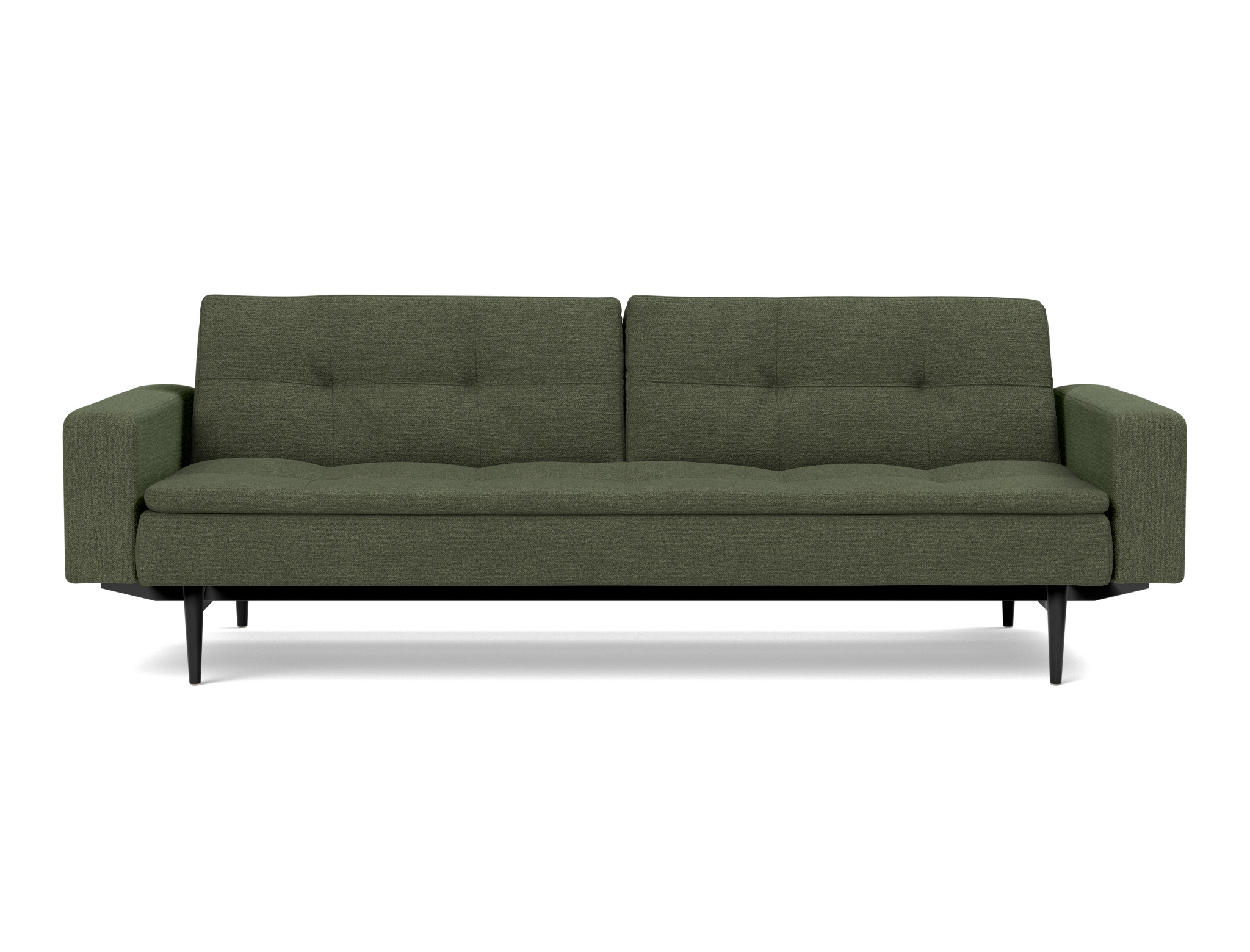 Schlafsofa Dublexo mit Armlehnen Strukturierter Stoff Taura 353-Forest Beine Styletto Eiche schwarz