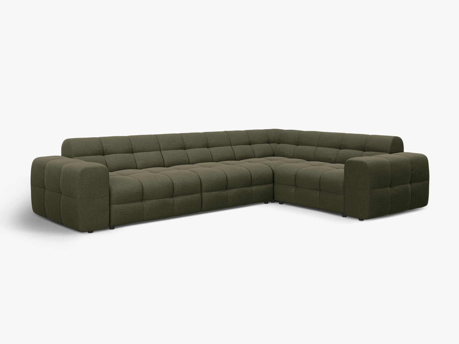 Micadoni Ecksofa Kendal 6-Sitzer Rechts Strukturierter Stoff Amazonas Grün