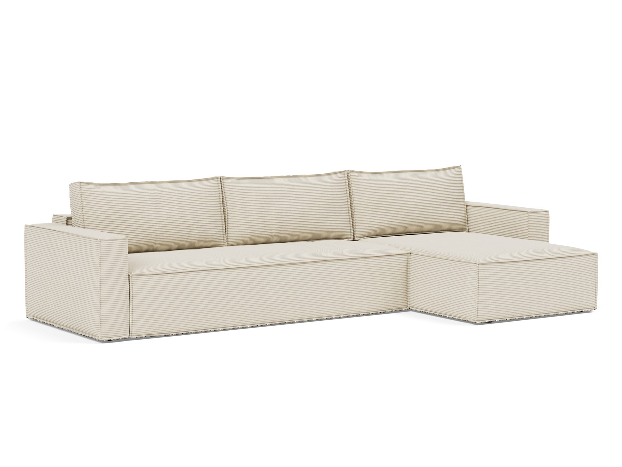 Schlafsofa Newilla mit Chaiselongue Kord Corduroy 594-Ivory