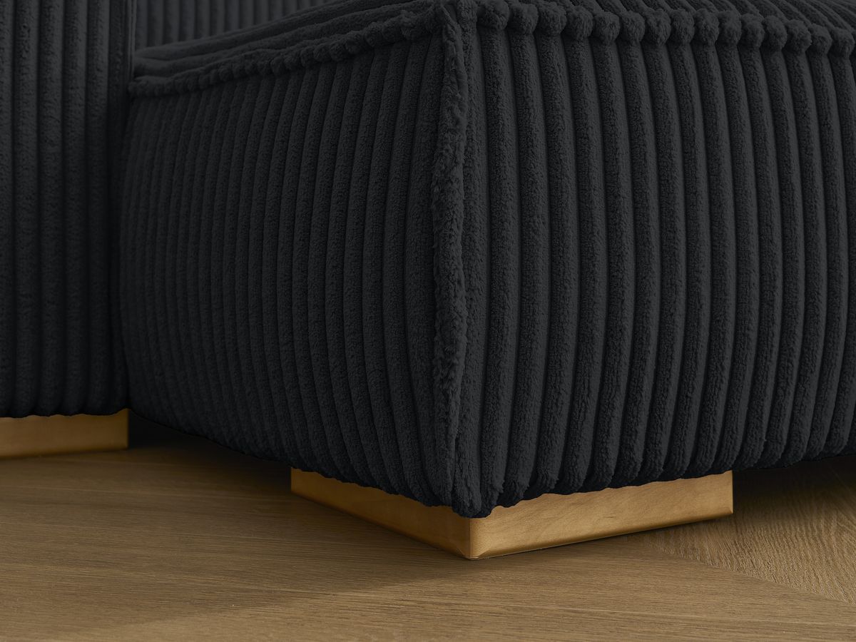 Bobochic Chelsea Schlafsofa 4-Sitzer mit Bettkasten und Pouf Breitcord weich Schwarz