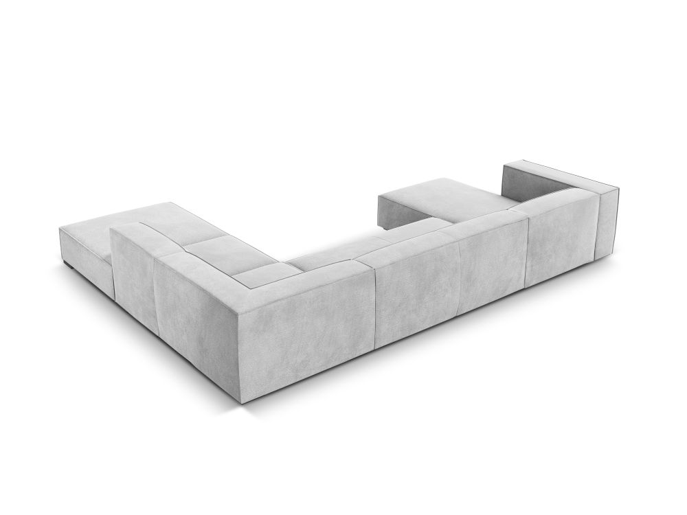Cosmopolitan Design Panoramasofa Turin 6-Sitzer 365 cm Strukturierter Stoff Rosario Silber Rechts